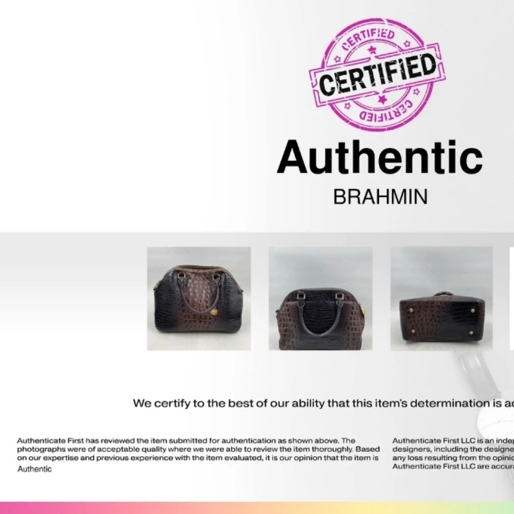 Certified AUTHENTIC BRAHMIN Brahmin Camden Satchel Cocoa Ombre Melbourne finish - Picture 8 of 8